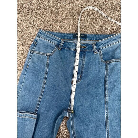 Modcloth The Bianca Flared Leg Retro Style Light Blue Jeans Front Seams Size 8 - Picture 7 of 12